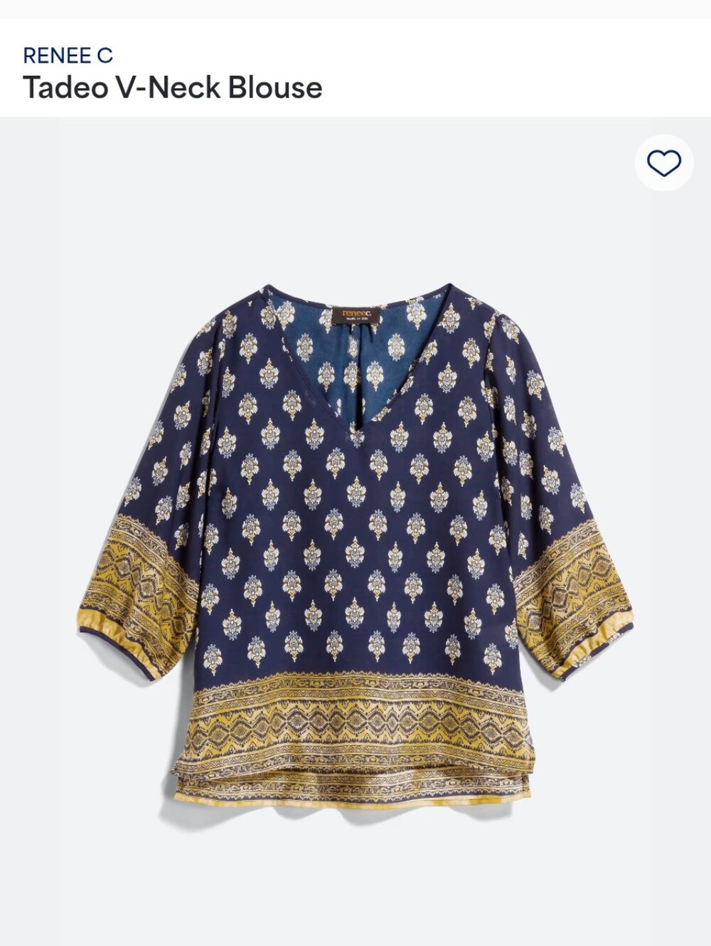 Renee C. Boho Medallion Border Print V-Neck Blouse